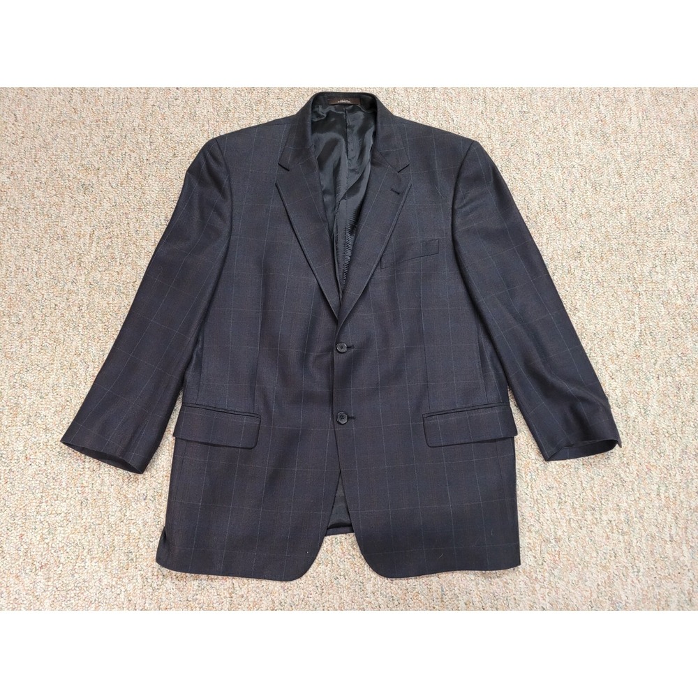 Joseph Abboud Blazer Mens 44R Grey Silk‎ Wool Windowpane Sport Coat Nordstrom